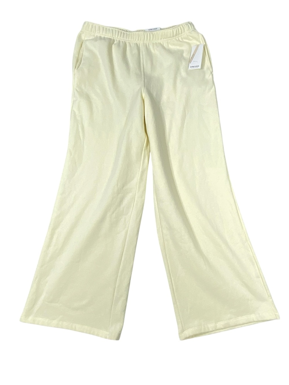 Ultra Flirt Ultra Fleece Wide Leg Sweatpants Women's XXL Yellow Pockets Cozy NWT